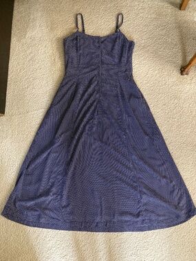 Ines de la Fressange x Uniqlo Blue and White Polka Dot Button-Front Midi Dress S